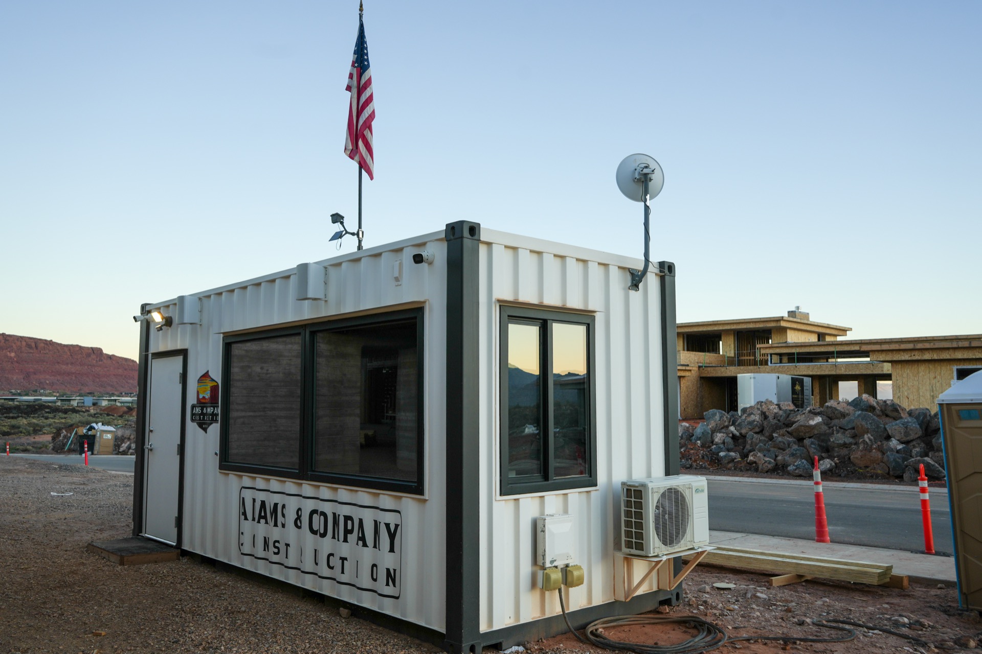 Jobsite command center on active construction site